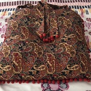 New Anthropologie Pom pom chair cushion w/ ties